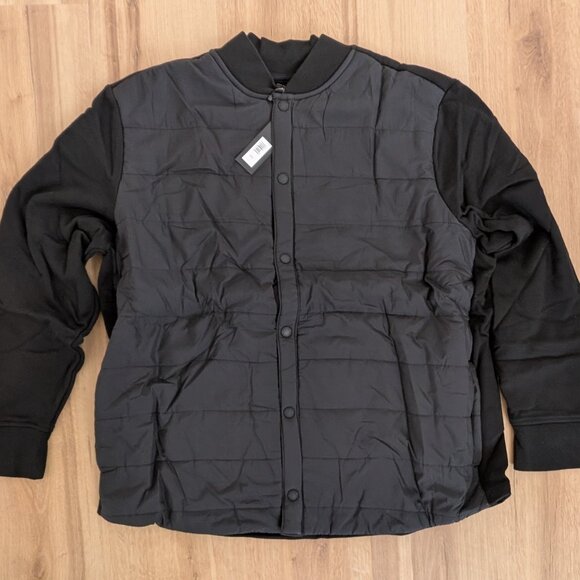 NWT Banana Republic XXL Black Quilted Bomber Jacket Insulated Snap Front Coat - Picture 1 of 5
